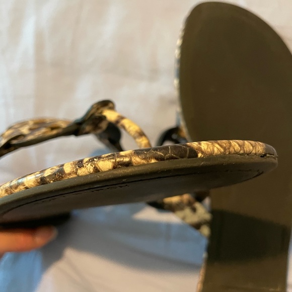 Lightly used Tory Burch flip flops in brown snakeskin - Picture 3 of 8